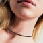 Vòng Cổ Choker HimHip Dây Trơn Đá Đen Khóa Hợp Kim Cao Cấp 32+7cm