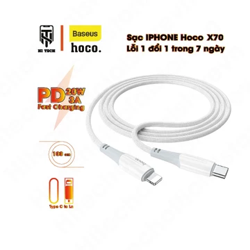Dây Sạc Hoco X70, Cáp Sạc Nhanh 20W, Dây Sạc Nhanh 20W Sạc Nhanh 3A, Cáp Sạc Hoco Bọc Dù Dài 1m, Hitechofficialstorevn.