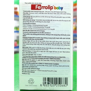 Sắt nhỏ giọt Ferrolip Baby giúp giảm nguy cơ thiếu máu do thiếu sắt cho bé lọ 30ml  (Không quà)