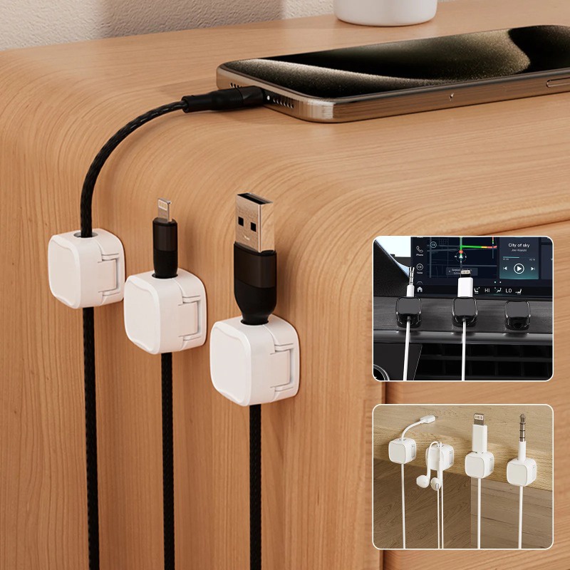 6 CÁI Giá đỡ dây nam châm - Kẹp sạc dây tự dính - Ẩn bộ giữ cáp sạc điện thoại - Dành cho gia đình, văn phòng, tường, đầu giường, ô tô - Quản lý khăn lau bàn