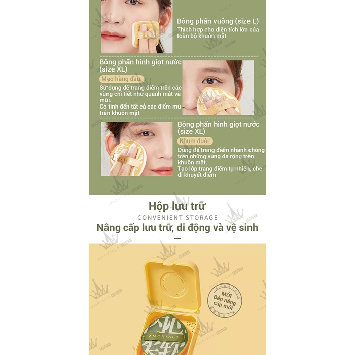 Bông mút AMORTALS Phong cách tùy chọn Powder Puff Air Cushion Kem nền ...