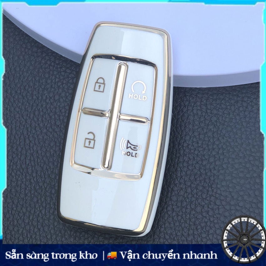 HIBEYO Custodia portachiavi adatta per Hyundai Genesis, in silicone, per Hyundai Genesis G80, GV70, GV80, 2019, 2020, 2021, 2022, con telecomando, 6 tasti, colore: bianco