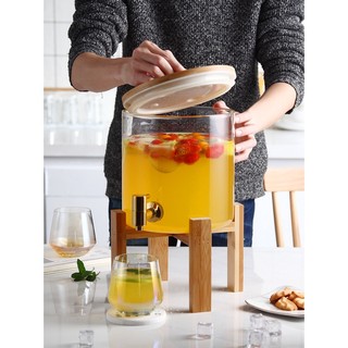 Bình thuỷ tinh vòi inox 5L-8L (Kèm chân gỗ) pha Detox đựng nước, hoa quả Decor nhà cửa tiện dụng bàn ăn Bunnies