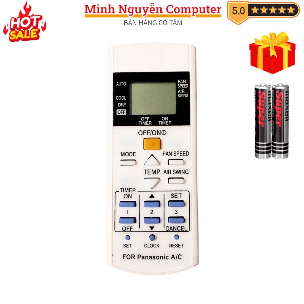 Điều khiển điều hòa Điều khiển điều hoà Panasonic Mã 07 1 chiều, remote máy lạnh