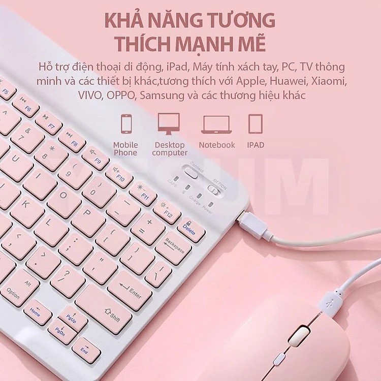 Combo bàn phím chuột bluetooth dành cho văn phòng , chơi game công nghệ chống ồn 10inch
