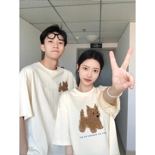 Những người yêu thích cotton mặc áo thun cotton thích hợp mùa hè không giống nhau 2024 áo thun ngắn tay mới dành cho nam và nữ có cùng áo sơ mi đế siêu lửa Instagram