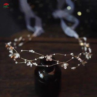 Ngọc Trai Thiết Lập Handmade Buộc Tóc Vòng Hoa Trắng Sang Trọng Phụ Kiện Tóc