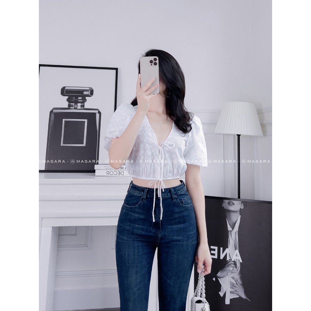 ÁO THÔ THÊU CROPTOP TRẮNG TRẺ TRUNG