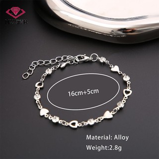Vòng Tay Nữ Đính Đá Hình Trái Tim Lấp Lánh | Lắc Tay Bạc Điều Chỉnh Kích Thước Làm Quà Tặng Bạn Gái Thời Trang