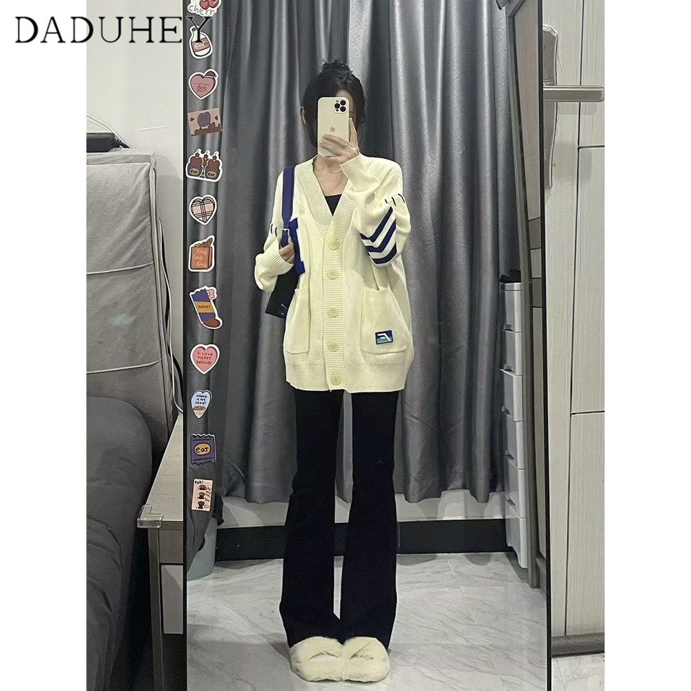 Ảnh DaDuHey New American Ins High Street Stretch Micro-flare Jeans Niche High Waist Wide Leg Pants plus Size Trousers 4