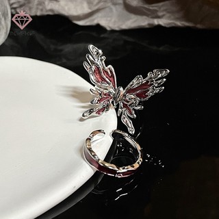 [Margaret] Punk Gothic Nhẫn Đỏ Vintage Ánh Sáng Mở Nhẫn Ngón Tay Có Thể Điều Chỉnh Phong Cách Pháp Cá Tính Dự Tiệc Trang Sức Quà Tặng Mới