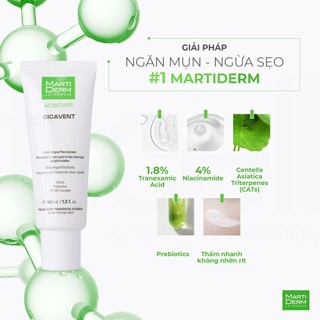 Kem Dưỡng Giảm Mụn, Ngừa Sẹo Đặc Biệt Hỗ Trợ Mờ Vết Thâm MartiDerm Acniover Cicavent 40ml
