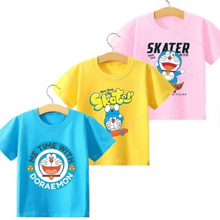 [Hàng Tại Chỗ] Áo Thun cotton Ngắn Tay Thấm Hút Mồ Hôi Thoáng Khí In Hình doraemon Thời Trang Thích Hợp Làm Quà Tặng Hàng Ngày Cho Trẻ Em