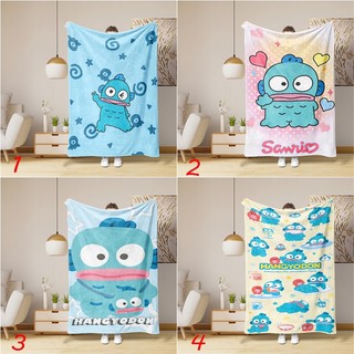 Chăn Flannel hoạt hình Sanrio Hangyodon in một mặt, điều hòa không khí, quà tặng cho gia đình và bạn bè, dùng tại văn phòng
