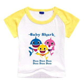 Hàng Tại Chỗ] Áo Thun cotton Tay Ngắn In Hình Cá Mập Hoạt Hình Dễ Thương Thời Trang Quà Tặng Sinh Nhật Hàng Ngày Cho Bé