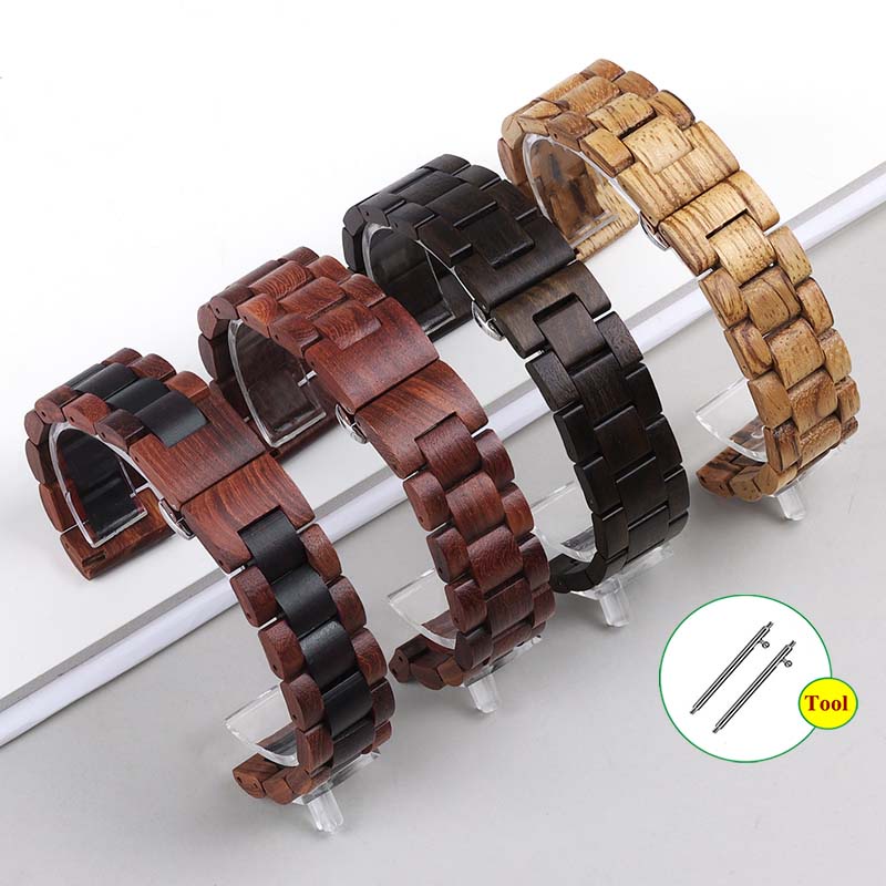 Dây Đeo Đồng Hồ Bằng Gỗ Đàn Hương 20mm 22mm Họa Tiết Ngựa Vằn Độc Đáo Thời Trang Cho Nam Và Nữ