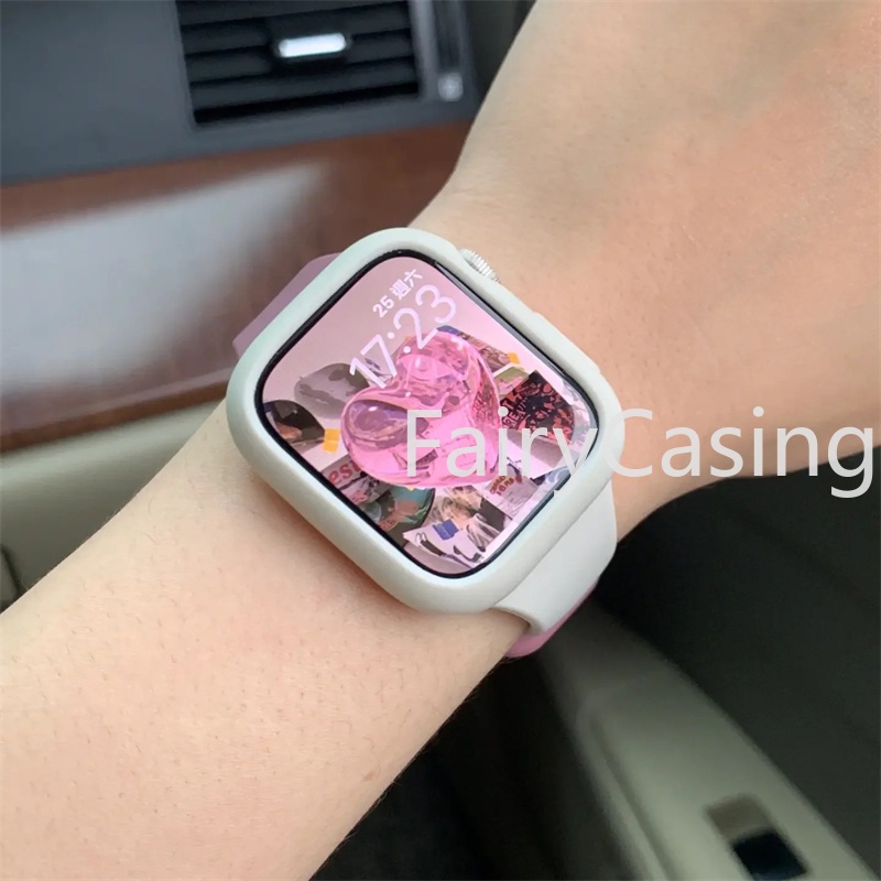 Dây đeo hai màu silicon mỏng cho Apple Watch 46MM Ultra 3 2 1 49mm Series 11 10 9 45mm 44mm 41mm 40 38 42 Correa Band cho Watch 8 7 6 SE 5 4 Band