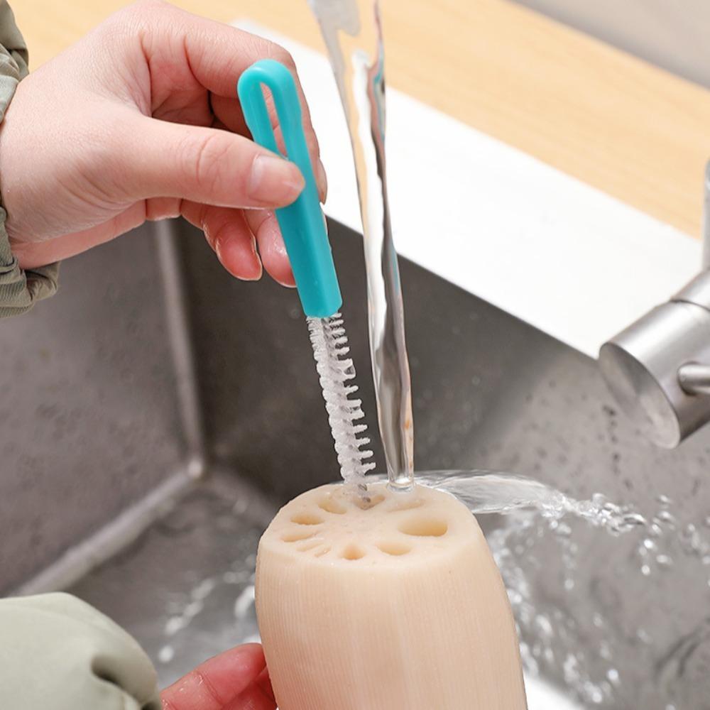 Bàn chải làm sạch ống hút NORDICLIFE, đầu thép không gỉ, lông mềm 360° làm sạch sâu