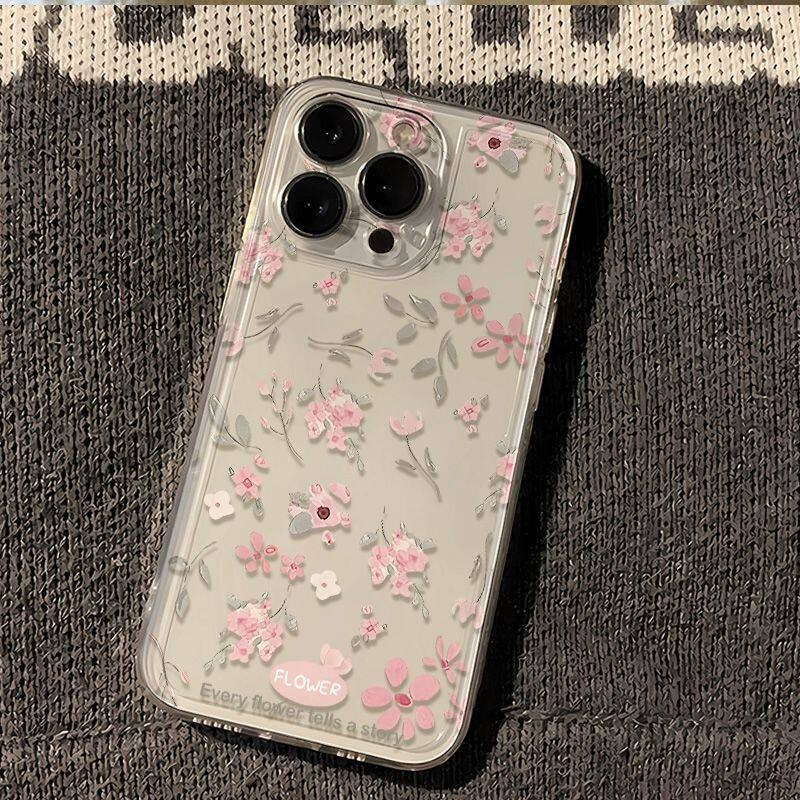 Vỏ Hoa Đào Cho Iphone 16 Pro Max 11 12 13 14 15 Pro Max 6 6S 7 8 Plus X XS XR SE 2 3 Ốp Lưng Nghệ Thuật Màu Hồng Hoa Mắt Thiên Thần Camera Bảo Vệ Họa Tiết Trong Suốt TPU