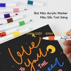 Bút Sơn Màu Acrylic Marker, Màu Tô Trên Mọi Chất Liệu, Màu Vẽ