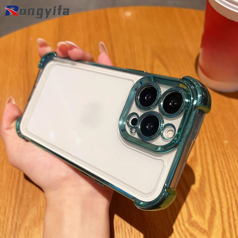 Ốp Điện Thoại Trong Suốt Mạ Sang Trọng Cho Samsung Galaxy A16 A15 A14 A13 A12 A23 A22 5G 4G S21 S20 FE S21 Ultra S20 Plus Vỏ Mềm Chống Rơi Trong Suốt