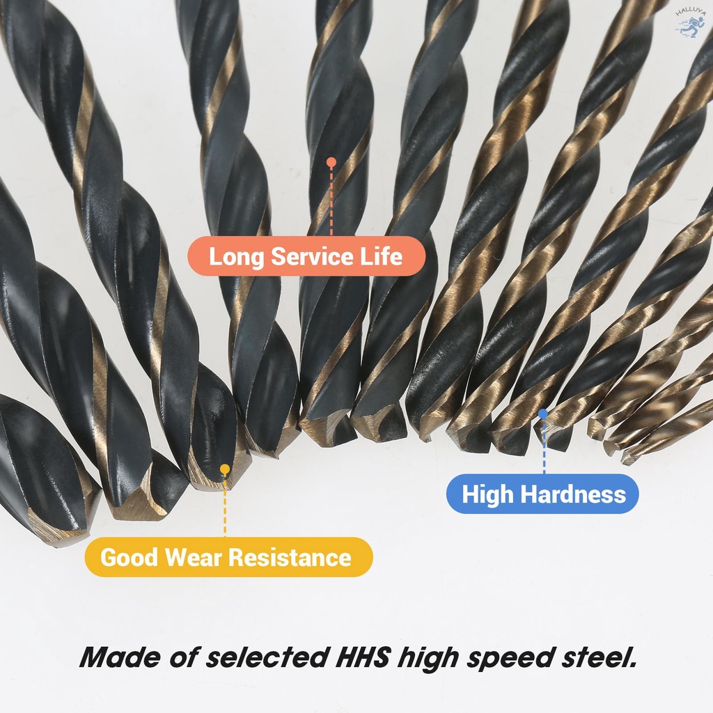 13Pcs High-Speed Steel Drill Bit Hard Metal HSS Twist Bit Stainless Steel Drilling Twist Drill Set with Storage Case