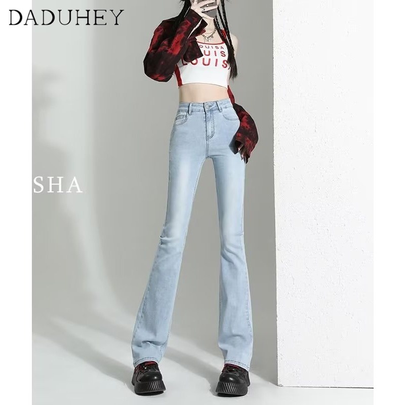 Ảnh Quần jeans DADUHEY ống loe lưng cao phong cách đường phố Mỹ thời trang 3