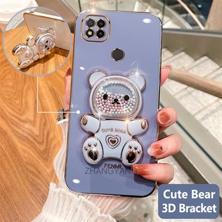 ốp lưng redmi 9c redmi 10a Ốp Điện Thoại tpu Dẻo Mạ Màu 3d In Hình Gấu Nhỏ Đáng Yêu Có Giá Đỡ Cho redmi 9c redmi 10a