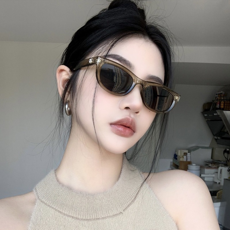 (jiuerba) Kính Râm Mắt Mèo Hình oval Màu Xanh Ô Liu Thời Trang Hàn Quốc Cho Nữ | BigBuy360 - bigbuy360.vn