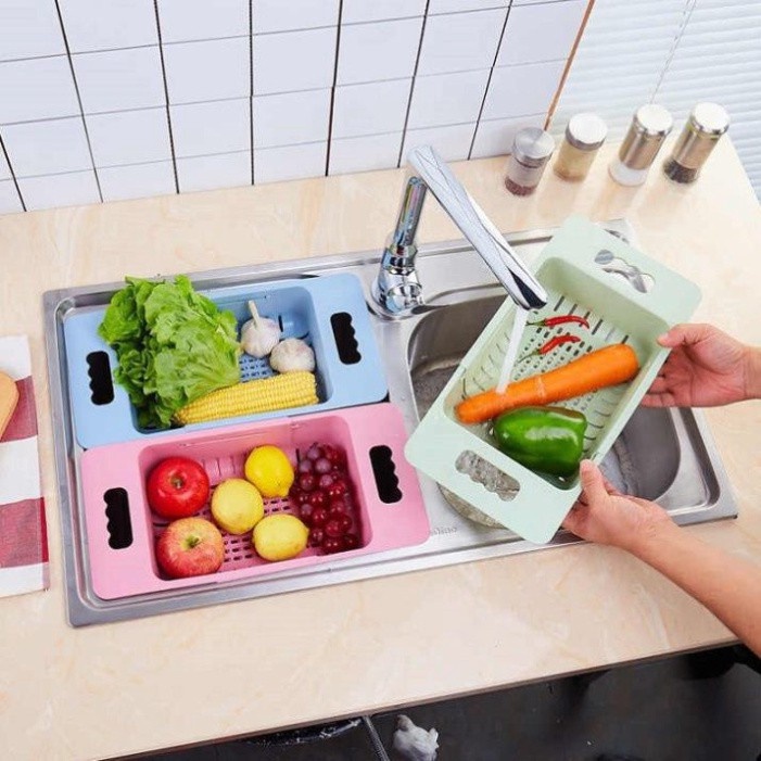 Rổ gác bồn rửa bát thông minh gấp gọn có thể điều chỉnh kích thước gài bồn rửa chén siêu tiện dụng - Gia Dụng Anh Thu