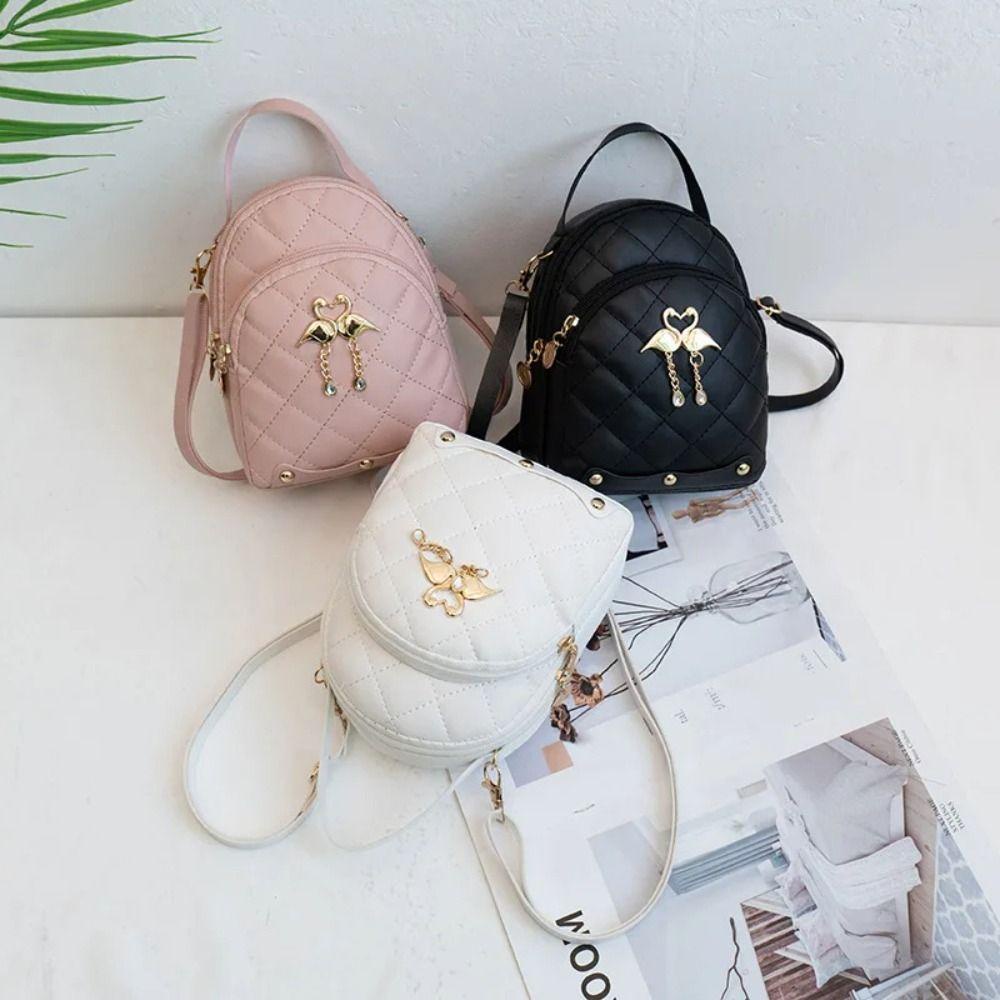 Túi Đựng Sách Da HOBBYIN, Ba Lô Mini Thêu Da PU, Thời Trang Dễ Thương Dung Tích Lớn Thiên Nga Đồ Trang Trí Túi Xách Nữ
