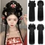 DELMER Cổ Tóc Giả, Dài Tổng Hợp Hanfu Tóc Giả Đầu, Truyền Thống Vintage Mũ Vô Hình Tự Nhiên Hanfu Cosplay Tóc Nữ