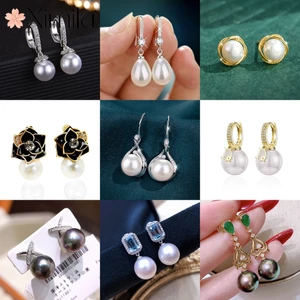 ⭐ Chính Hãng Bông Tai Ngọc Trai Trắng Đính Hạt Hình Bướm Đen Sang Trọng Cho Nữ
