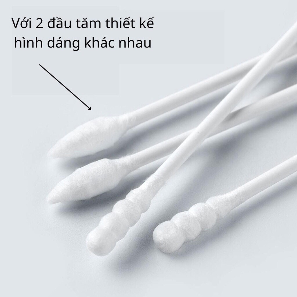 Hộp 200 tăm bông 2 đầu vệ sinh tai, mũi - kháng khuẩn, mềm mịn [SHOP.MH]