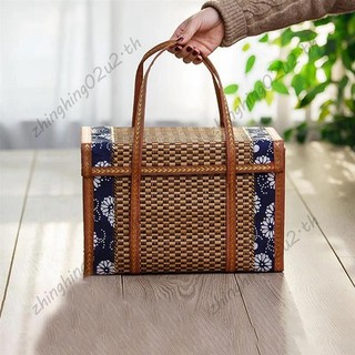 Giỏ dệt dã ngoại Mây cỏ có thể gập lại Giỏ tre