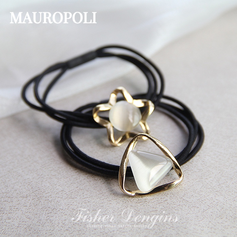 Mauropoli [Sẵn Sàng] Dây Đá Opal Hình Học Rỗng Nữ ins Nhật Bản Hàn Quốc Mũ Đội Đầu Đơn Giản Tính Khí Mùa Hè Dây Cao Su Dây Buộc Tóc
