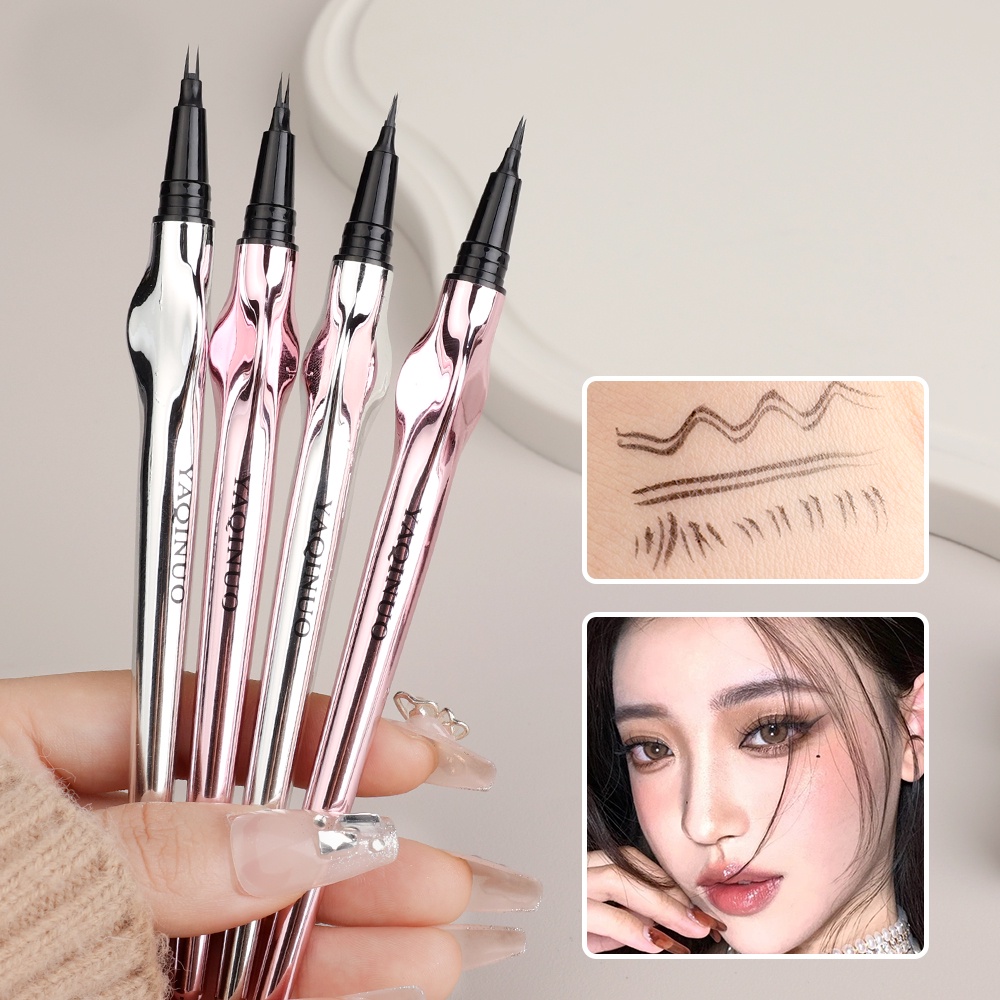 Bút Kẻ Lông Mày Dạng Lỏng 2 Ngòi Siêu Mỏng Tiện Dụng ​Bút Kẻ Lông Mày Dạng Phẩy Sợi Chất Lượng Cao ​Bút Chì Kẻ Lông Mày Màu Đen / Nâu Tự Nhiên ​Phấn Mắt Trang Điểm Lâu Trôi Chống Thấm Nước