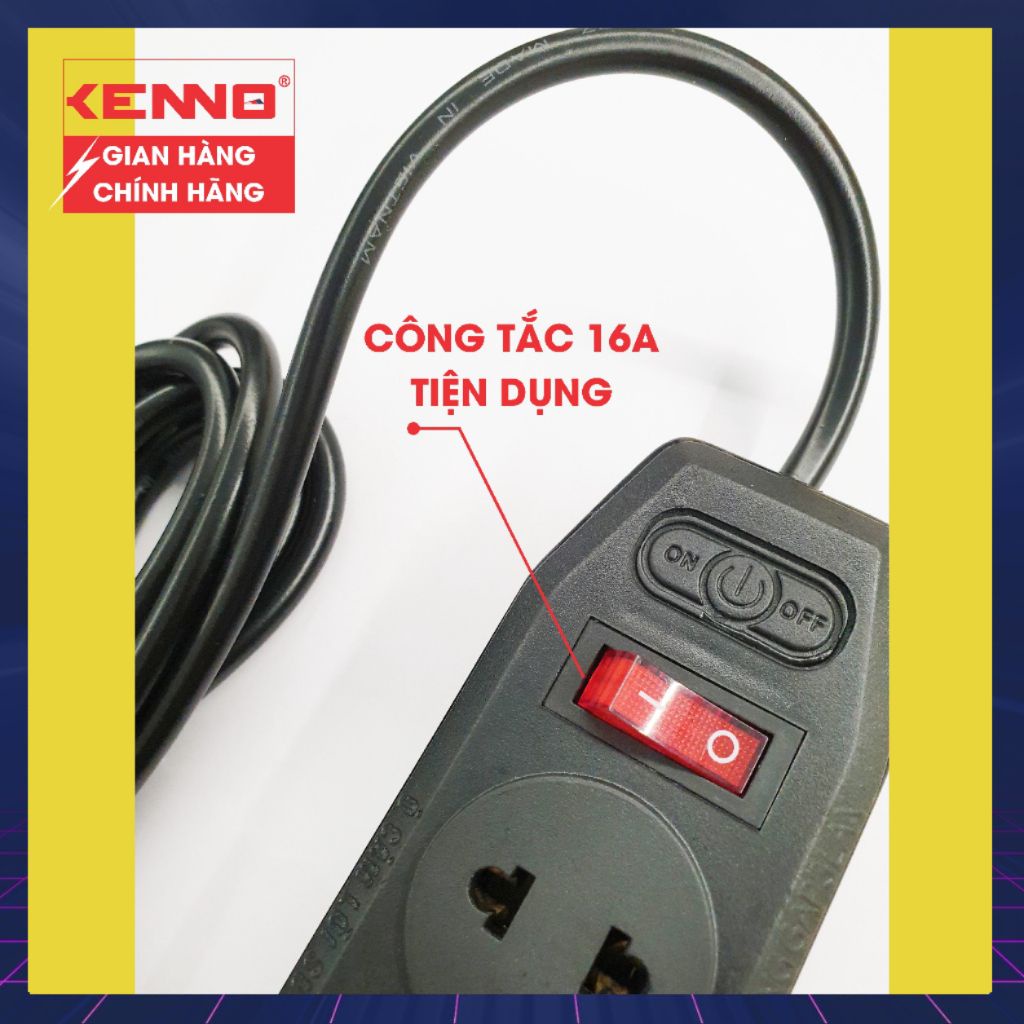 Ổ Cắm Điện Đa năng Chịu Tải 4A3-4A5 Qled/Kenno 2200W 4 Lỗ Cắm Có Công Tắc