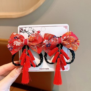 Set 2 Kẹp Tóc Đỏ Đính Nơ Cho Bé Gái phong cách Trung Quốc HaminStore