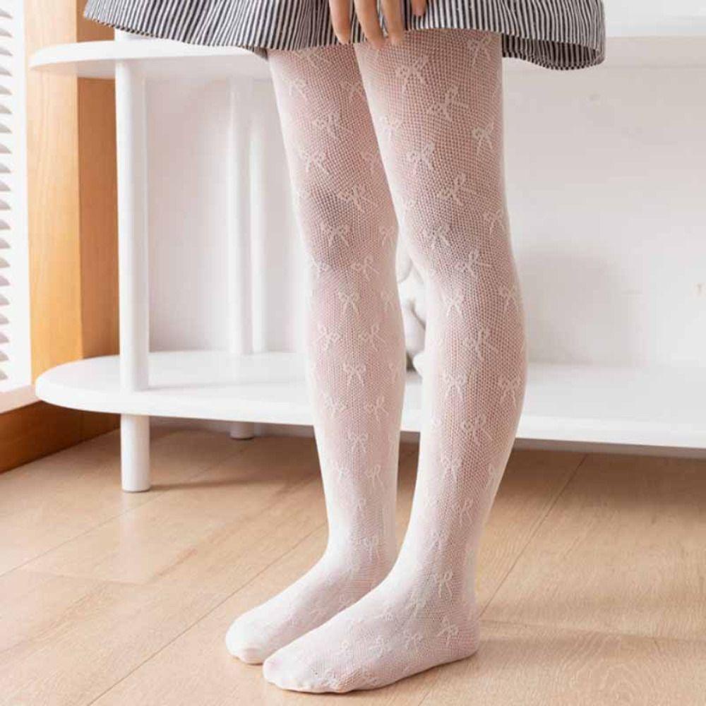 Vớ ren SAVORBOX, Quần lót trẻ em nơ công chúa, Quần legging mỏng màu trắng mùa hè cho bé
