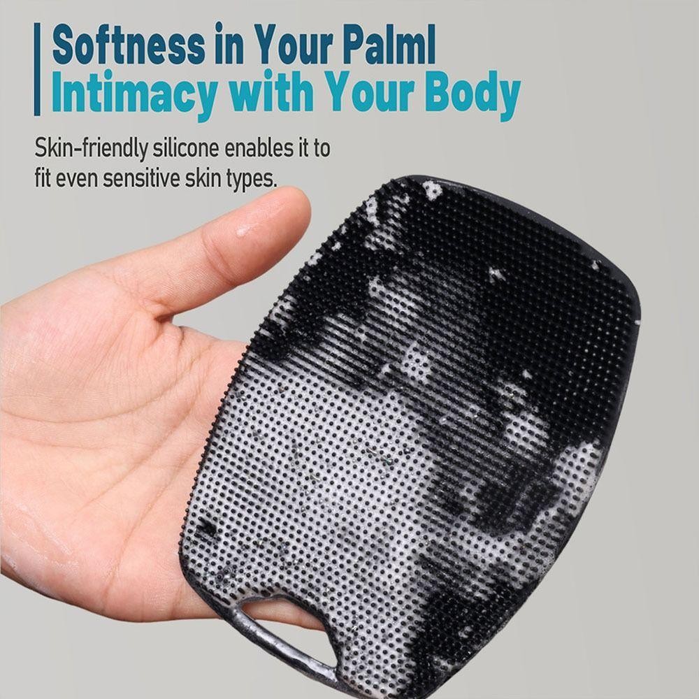 NORDICLIFE 1 Cái Bàn Chải Tẩy Tế Bào Chết Silicon, Bàn Chải Tắm Massage Nhẹ Nhàng Màu Xám Đen, Dụng Cụ Tắm Làm Sạch Toàn Thân Mềm Mại Bền Đẹp