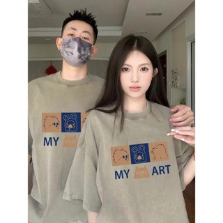 HIIXIIVI Áo Thun Unisex Cotton Tay Ngắn Cổ Tròn In Độc Đáo Cho Nam Nữ, Cặp Đôi, Baggy