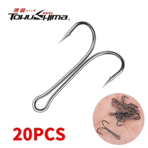 Set 20 Lưỡi Câu Cá Kép Bằng Thép carbon Mềm Mại # 8 # - 4 / 0 #