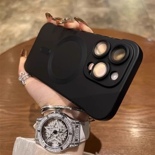 Sang Trọng Ốp Điện Thoại Silicon Mạ Điện Từ Tính Bảo Vệ lens Cho iphone15 14 13 12 11 pro max 14 15plus 15 pro max