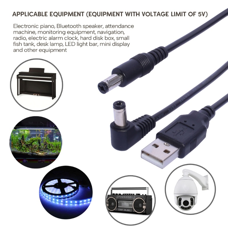 1m USB to DC5.5 x 2.1mm Charging Cable for Electronic Piano LED Light Power Cord