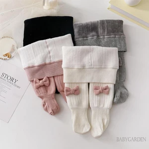 Quần Tất Đan Len Co Giãn Đính Nơ Cho Bé Gái 6 Tháng-10 Tuổi