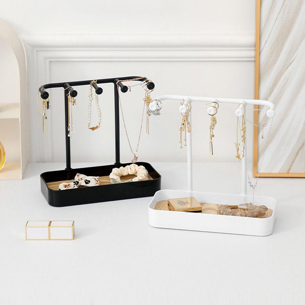 MARGREDY Giá trưng bày trang sức, với Đế gỗ Đạo cụ chụp ảnh Hộp lưu trữ máy tính để bàn, Vòng cổ bông tai tiện lợi thời trang Giá treo di động
