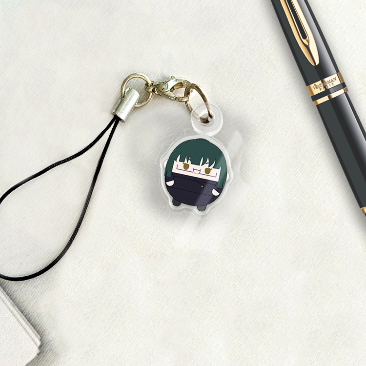 Móc khóa kèm dây treo điện thoại acrylic Itadori Gojo Getou Jujutsu Kaisen anime chibi cute trang trí ba lô cặp sách