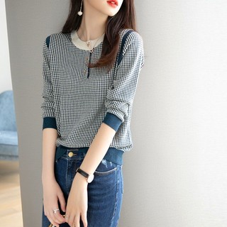 Áo sweater Ngắn Dáng Rộng Tay Dài Thoáng Khí Phong Cách Phương Tây Thời Trang Mùa Thu 2023 Thân Thiện Với Da Màu Trắng Đen Cho Nữ
