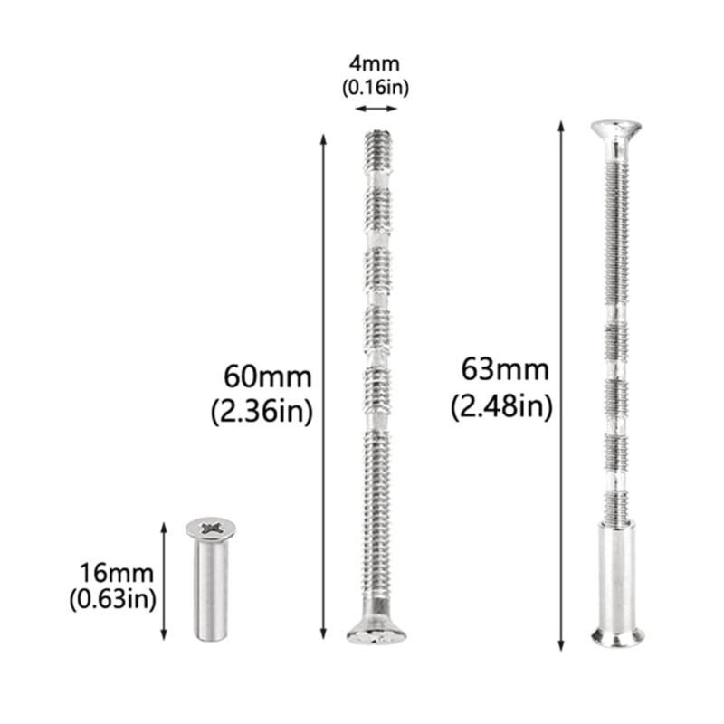 Kelln 50 Gói 4mm Tay Nắm Cửa Vít Bộ Tay Nắm Cửa Bu Lông Thông Qua Cố Định Cho Tay Nắm Cửa Hoa Hồng Núm Khóa Cửa Escutche